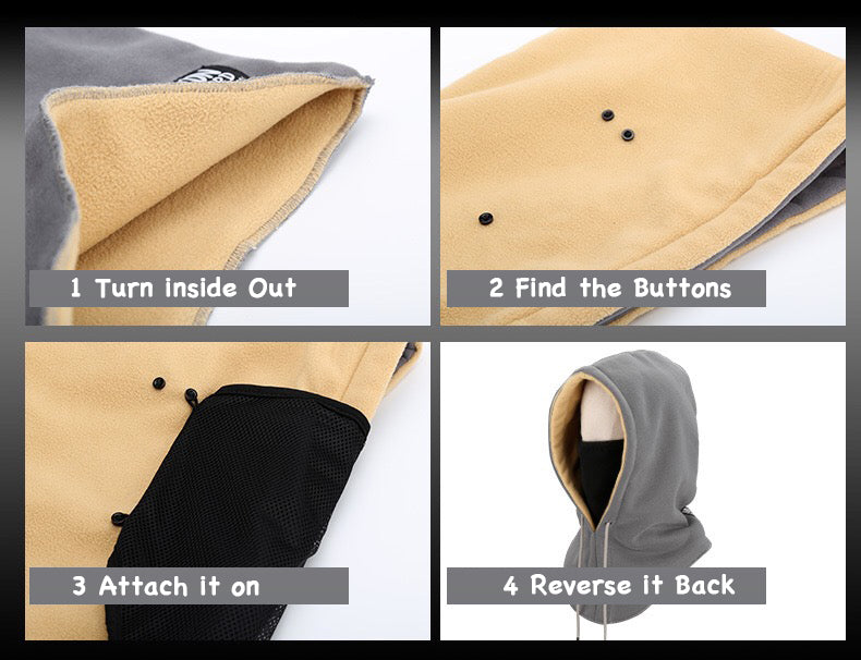 Unisex Fleece Hood, Ski/Snowboard Face Mask, Face Head Warmer